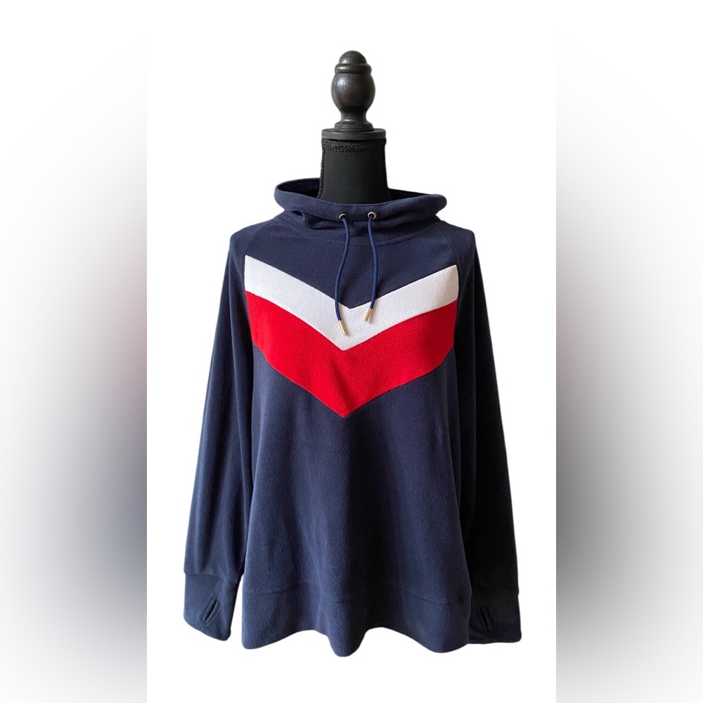Tommy Hilfiger: Navy Blue, White and Red Women’s Cowl Neck Sweater